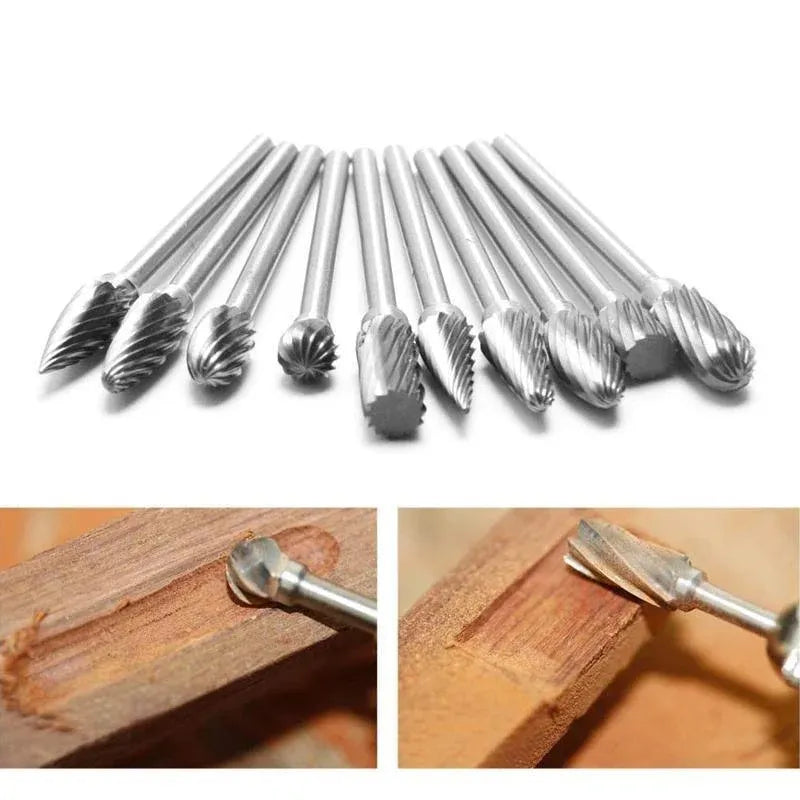 10Pcs Tungsten Steel Carbide 6mm Rotary Burr Set for Die Grinder