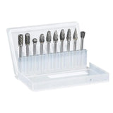 10Pcs Tungsten Steel Carbide 6mm Rotary Burr Set for Die Grinder - Top-Down View