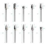 10Pcs Tungsten Steel Carbide 6mm Rotary Burr Set for Die Grinder - 45-Degree Angle