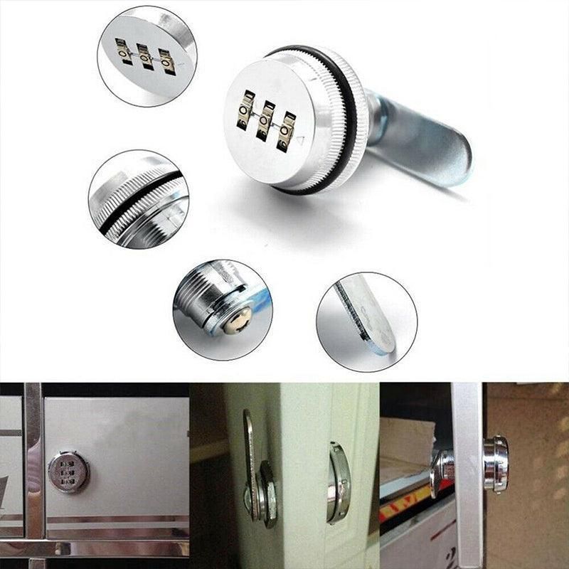 3 Digital Code Combination Cam Lock Furniture Post Mail Box Cabinet Locker Safe - Black