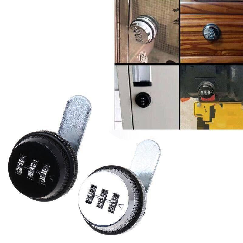 3 Digital Code Combination Cam Lock Furniture Post Mail Box Cabinet Locker Safe - Silver