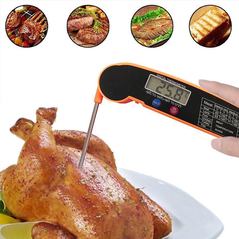 Foldable Digital Thermometer Probe Temperature Kitchen Cooking Food Bbq Meat Jam - Orange
