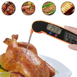Foldable Digital Thermometer Probe Temperature Kitchen Cooking Food Bbq Meat Jam - Orange - Top-Down View