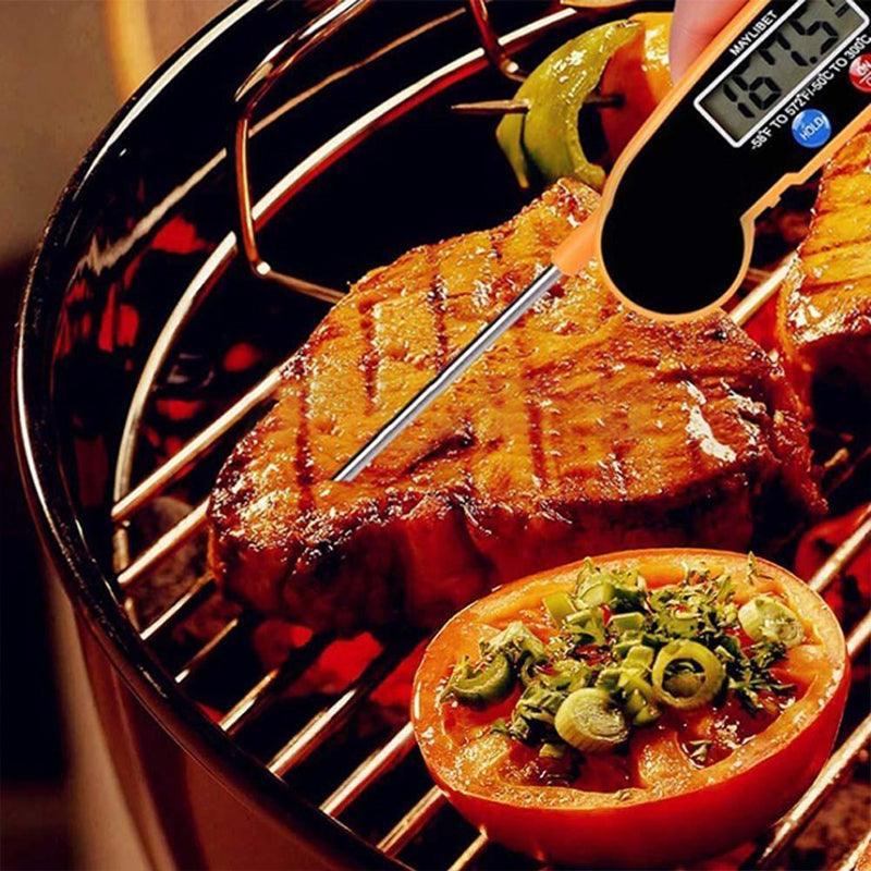 Foldable Digital Thermometer Probe Temperature Kitchen Cooking Food Bbq Meat Jam - Orange