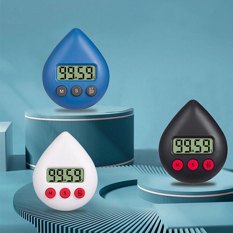 Water Drop Digital Timer Kitchen Study Alarm Countdown Electronic Clock 4 Colours - Black