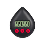 Water Drop Digital Timer Kitchen Study Alarm Countdown Electronic Clock 4 Colours - Black