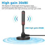 Digital Tv Antenna 300 Mile Indoor Outdoor Hd Tv Aerial Amplifier Signal Booster - Top-Down View