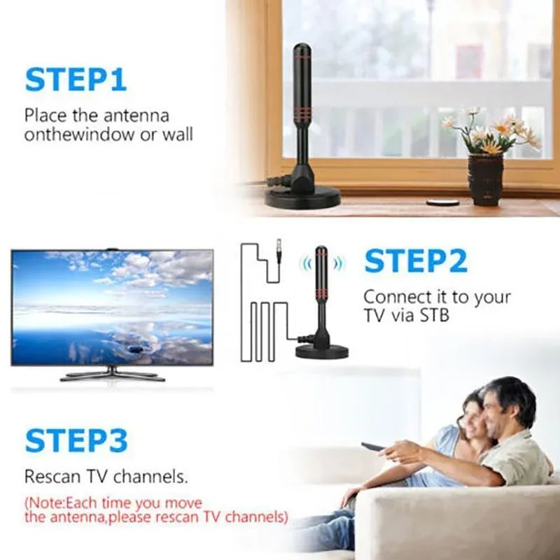 Digital Tv Antenna 300 Mile Indoor Outdoor Hd Tv Aerial Amplifier Signal Booster