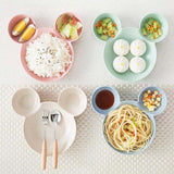 4PCS Wheat Straw Tableware Set Anti Fall Bowls Children Dish Dinner Plate Bowl - Top-Down View