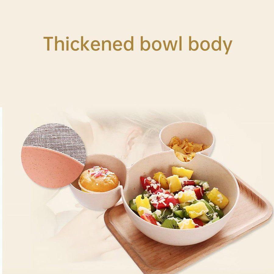 4PCS Wheat Straw Tableware Set Anti Fall Bowls Children Dish Dinner Plate Bowl