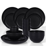 16PCS Eco-Friendly Wheat Straw Portable Tableware Set with Plate Bowl Cup - Front View
