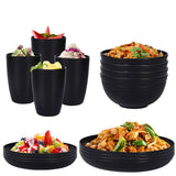 16PCS Eco-Friendly Wheat Straw Portable Tableware Set with Plate Bowl Cup - 45-Degree Angle