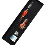 Crystal Flower Glass Dipping Dip Pen Writing Set Gift Pack Fountain Calligraphy - Blue - 45-Degree Angle