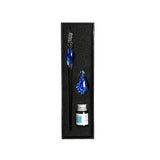 Crystal Flower Glass Dipping Dip Pen Writing Set Gift Pack Fountain Calligraphy - Blue