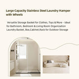 Removable Laundry Basket Clothes Organizer Household Storage Bin with Shelving - Rear View