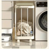 Removable Laundry Basket Clothes Organizer Household Storage Bin with Shelving - Close-Up Angle