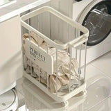 Removable Laundry Basket Clothes Organizer Household Storage Bin with Shelving - Low Angle