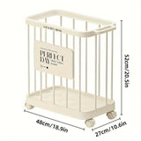 Removable Laundry Basket Clothes Organizer Household Storage Bin with Shelving - Side View