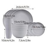 16pcs Wheat Straw Plates Bowls Cups Set Outdoor Tableware Set