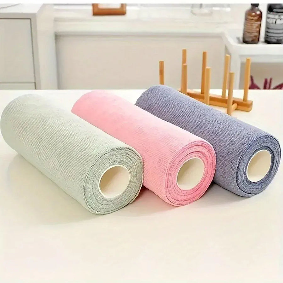 Multifunctional Kitchen Cleaning Towel Strong Absorbent Hand Tear Dish Cloth - Pink