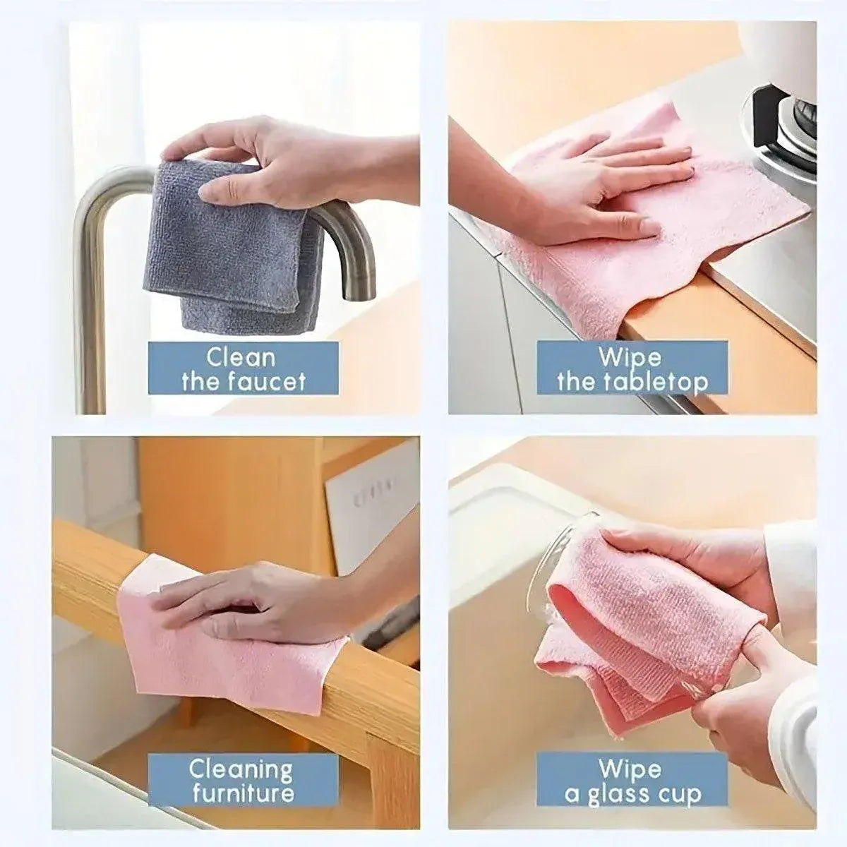 Multifunctional Kitchen Cleaning Towel Strong Absorbent Hand Tear Dish Cloth - Cyan Blue