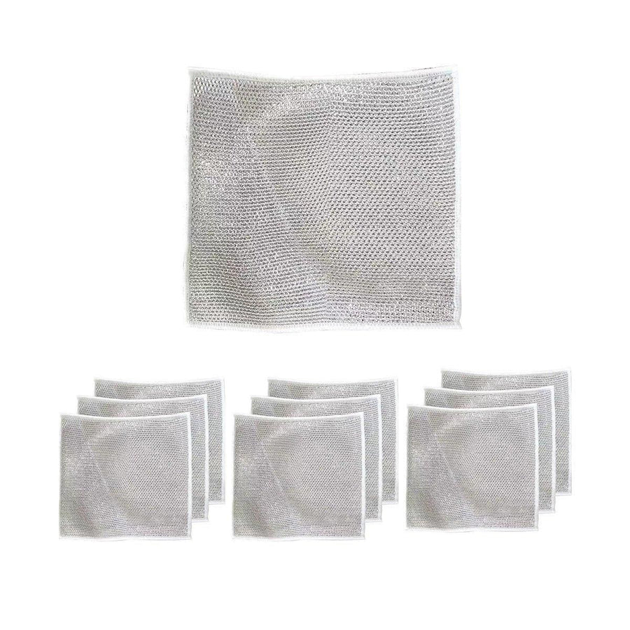 10PCS Double Layer Dishcloth Non-stick Oil Kitchen Cleaning Cloth Metal Fiber