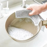 10PCS Double Layer Dishcloth Non-stick Oil Kitchen Cleaning Cloth Metal Fiber - 45-Degree Angle