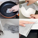 10PCS Double Layer Dishcloth Non-stick Oil Kitchen Cleaning Cloth Metal Fiber - Low Angle