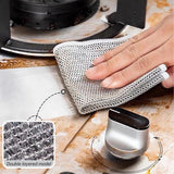 10PCS Double Layer Dishcloth Non-stick Oil Kitchen Cleaning Cloth Metal Fiber