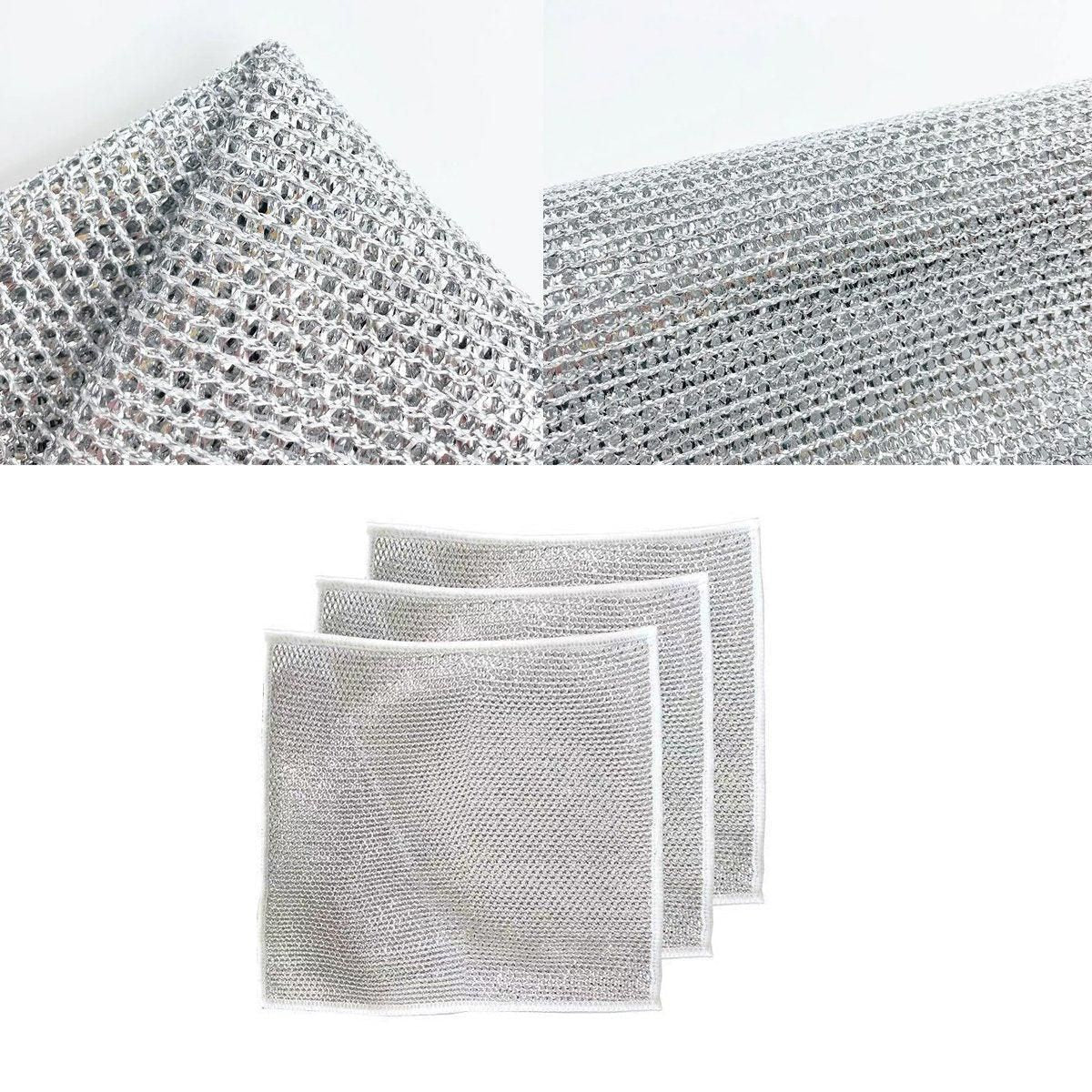 10PCS Double Layer Dishcloth Non-stick Oil Kitchen Cleaning Cloth Metal Fiber