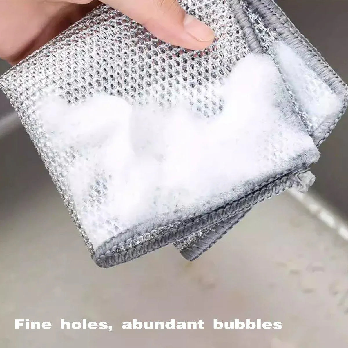 10PCS Double Layer Dishcloth Non-stick Oil Kitchen Cleaning Cloth Metal Fiber