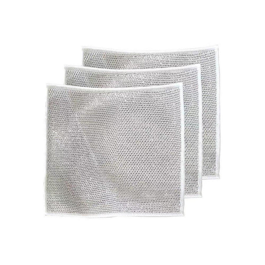 10PCS Double Layer Dishcloth Non-stick Oil Kitchen Cleaning Cloth Metal Fiber