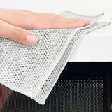 10PCS Double Layer Dishcloth Non-stick Oil Kitchen Cleaning Cloth Metal Fiber