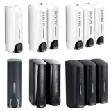 Hotel Wall Mounted Soap Dispenser Bathroom Shampoo Shower Gel Hand Soap Box - Black-Double