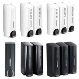 Hotel Wall Mounted Soap Dispenser Bathroom Shampoo Shower Gel Hand Soap Box - Black-Double - Front View