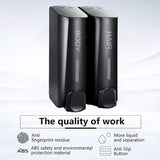 Hotel Wall Mounted Soap Dispenser Bathroom Shampoo Shower Gel Hand Soap Box - Black-Double