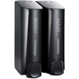 Hotel Wall Mounted Soap Dispenser Bathroom Shampoo Shower Gel Hand Soap Box - Black-Double