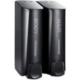 Hotel Wall Mounted Soap Dispenser Bathroom Shampoo Shower Gel Hand Soap Box - Black-Double - Extra Image