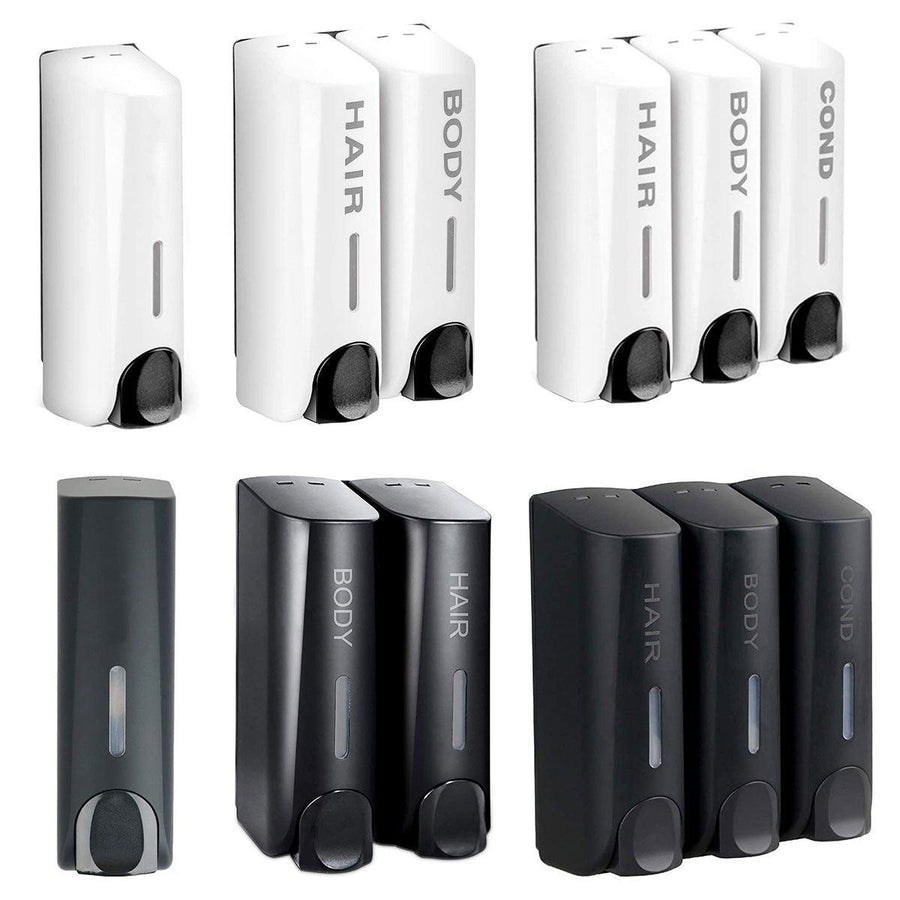 Hotel Wall Mounted Soap Dispenser Bathroom Shampoo Shower Gel Hand Soap Box - White-Double