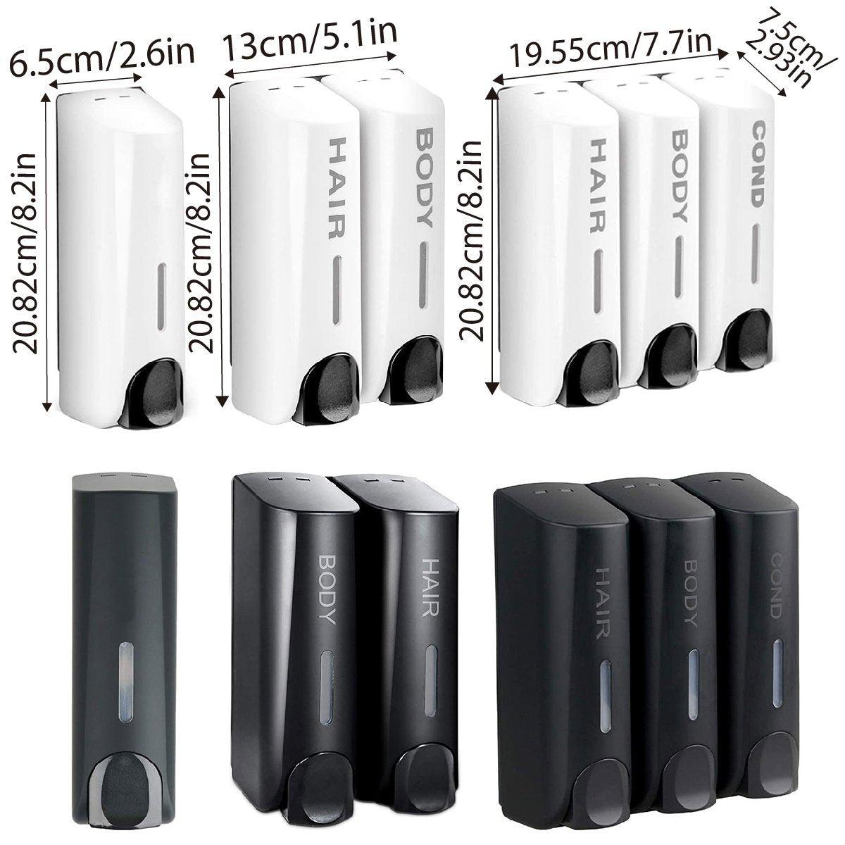 Hotel Wall Mounted Soap Dispenser Bathroom Shampoo Shower Gel Hand Soap Box - White-Double