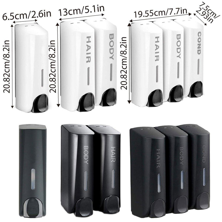 Hotel Wall Mounted Soap Dispenser Bathroom Shampoo Shower Gel Hand Soap Box - White-Double