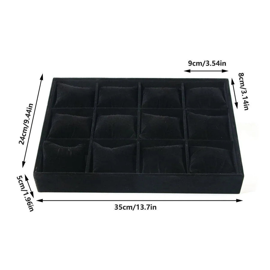 1-Piece Black Velvet Watch and Jewellery Display Tray