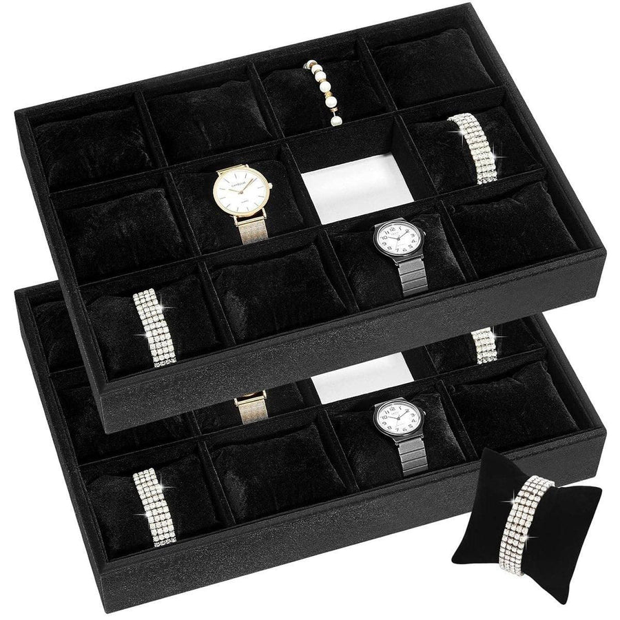 1-Piece Black Velvet Watch and Jewellery Display Tray