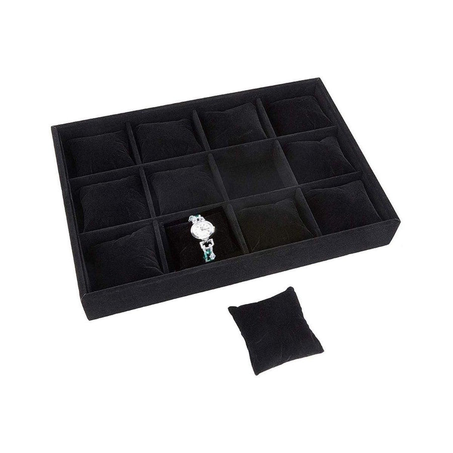 1-Piece Black Velvet Watch and Jewellery Display Tray