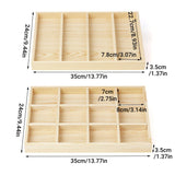 Wooden Jewellery Storage Box Display Tray Organizer for Rings Earrings Necklaces - Twelve Grids - Side View