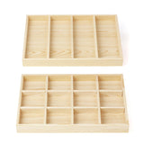 Wooden Jewellery Storage Box Display Tray Organizer for Rings Earrings Necklaces - Four Grids - Front View