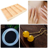 Wooden Jewellery Storage Box Display Tray Organizer for Rings Earrings Necklaces - Four Grids - Top-Down View
