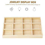 Wooden Jewellery Storage Box Display Tray Organizer for Rings Earrings Necklaces - Four Grids