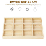 Wooden Jewellery Storage Box Display Tray Organizer for Rings Earrings Necklaces - Four Grids - 45-Degree Angle