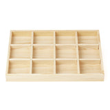 Wooden Jewellery Storage Box Display Tray Organizer for Rings Earrings Necklaces - Four Grids - Close-Up Angle